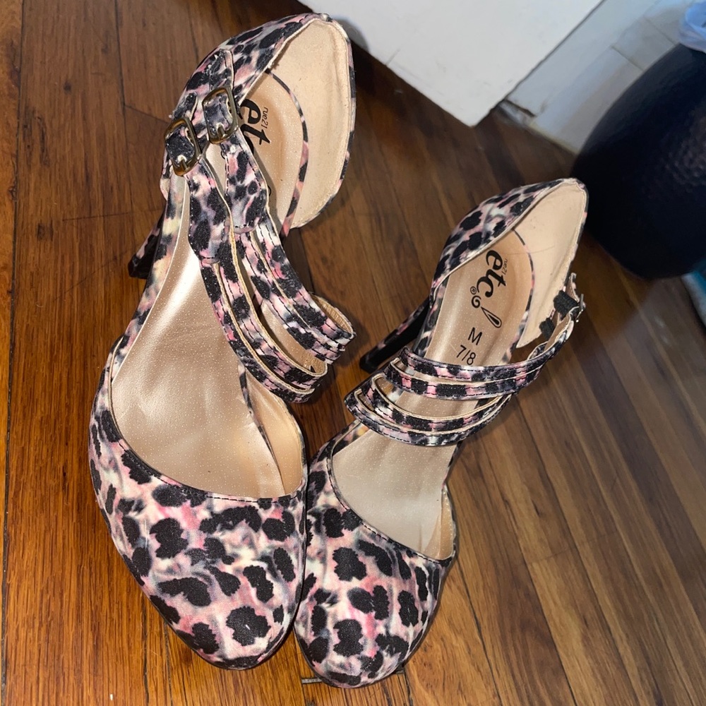 Rue21 Pink Leopard Strap Heels